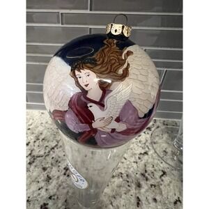 VTG Peace and Joy Christmas Glass Ball Ornament w/ Box 3" Diameter Multicolor